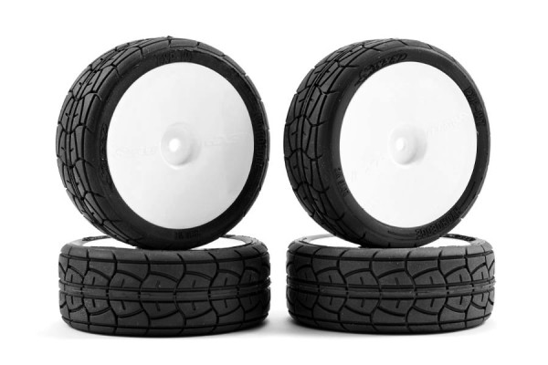 HUDY 803054 - 1:10 Touring Car Tires Pre-Glued - Rain Tires (4 pcs)