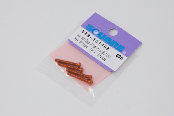 Square NAR-2618OR - Alu Screws - Button Head - M2.5x18mm - ORANGE (4 pcs)