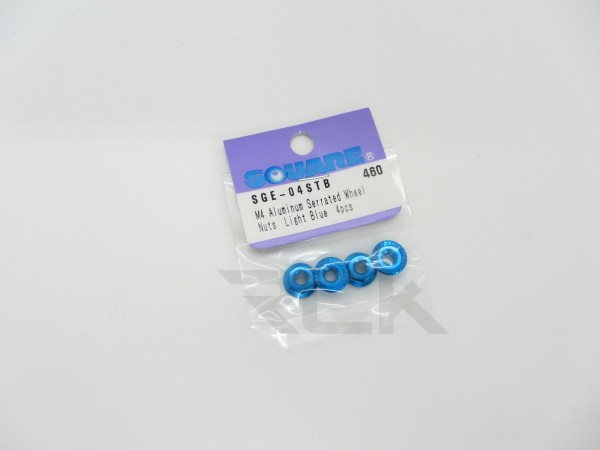 Square SGE-04STB - Alloy Nut - serrated - M4 - LIGHT BLUE (4 pieces)