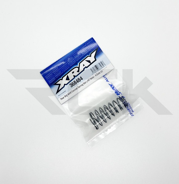 XRAY 368484 - XB4 - Conical Spring Set - Rear - Big Bore - L=57.5mm - 4 Dots (2 pcs)