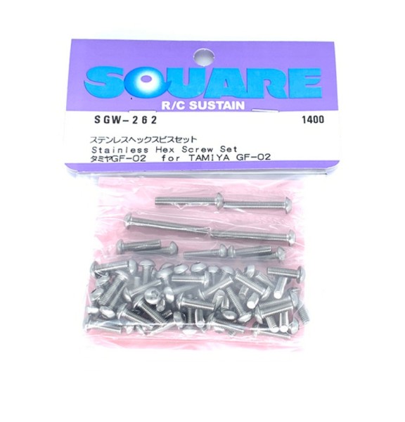 Square SGW-262 - Tamiya GF-02 - Screw Set - Stainless Steal (68 screws)