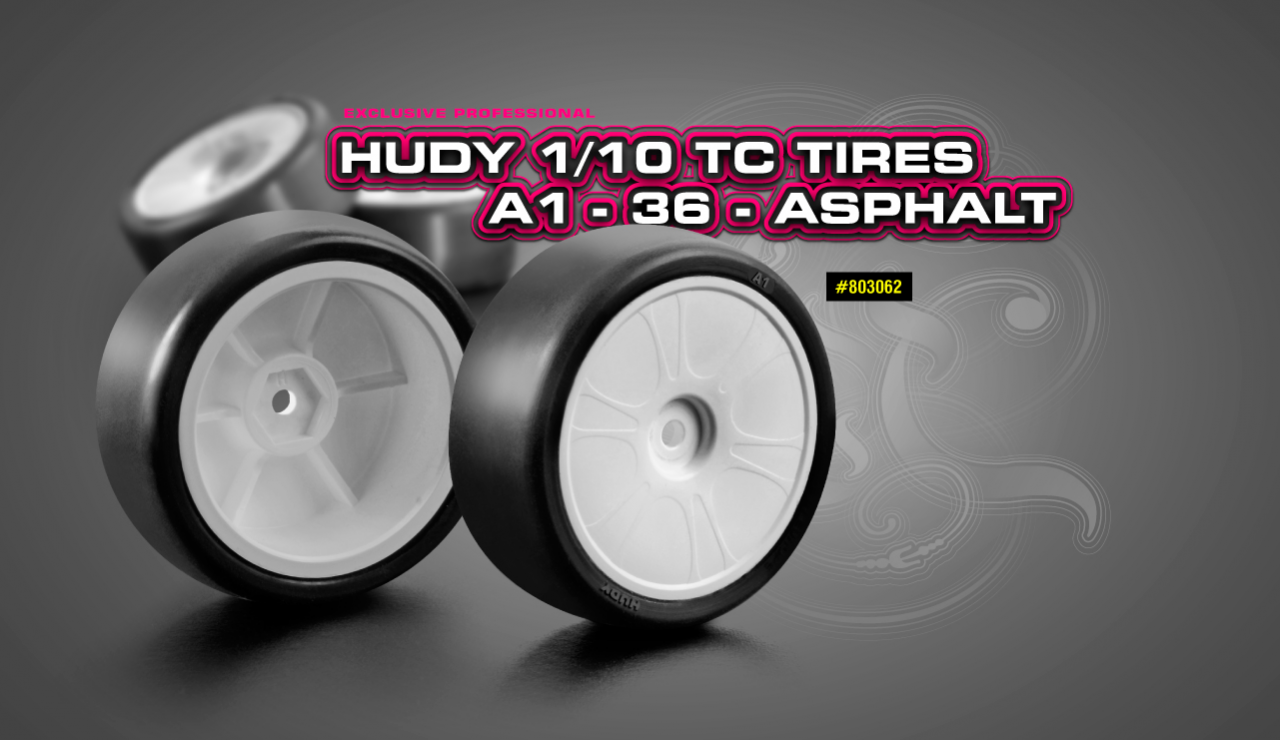 HUDY 803062 - A1-36 - Asphalt Tires 24mm - XRS legal Wheels (4 pcs)