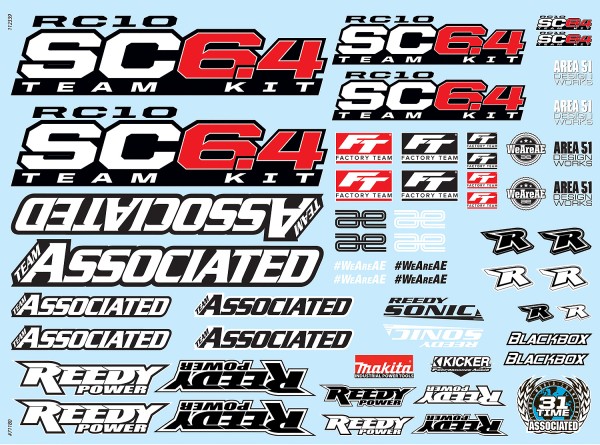 Team Associated 71180 - SC6.4 - Decal Sheet