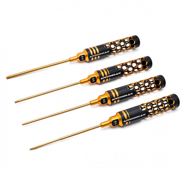 Arrowmax 419993 - Innensechskantschlüssel Set - 1.5/2.0/2.5/3.0 x 110mm - Black Golden - LE