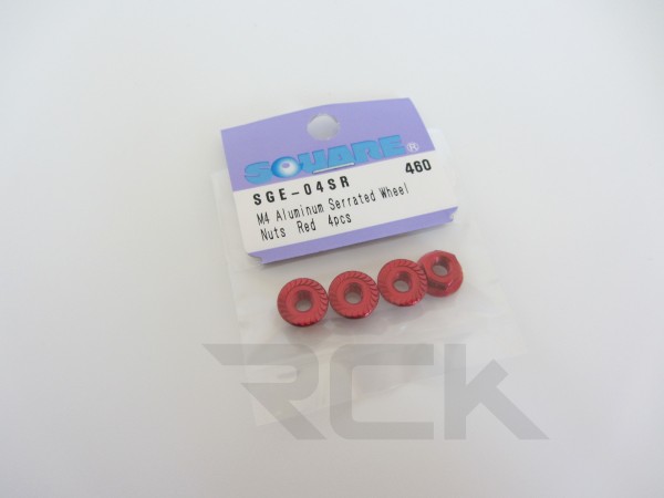 Square SGE-04SR - Alloy Nut - serrated - M4 - RED (4 pieces)