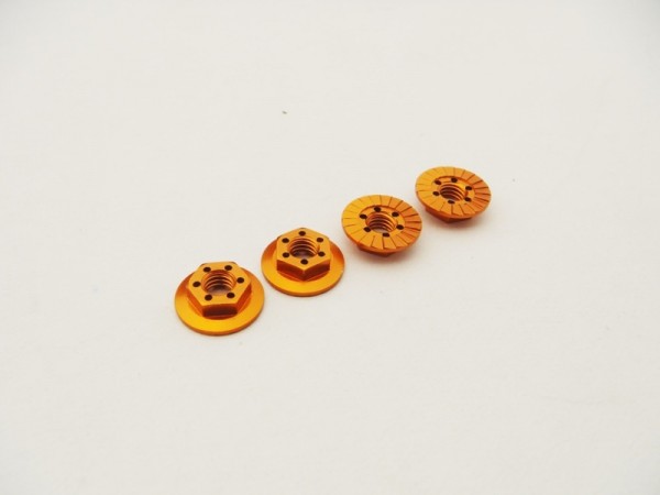 Hiro Seiko 48669 - 4mm Alloy Serrated Wheel Nut - THIN - ORANGE (4 pieces)