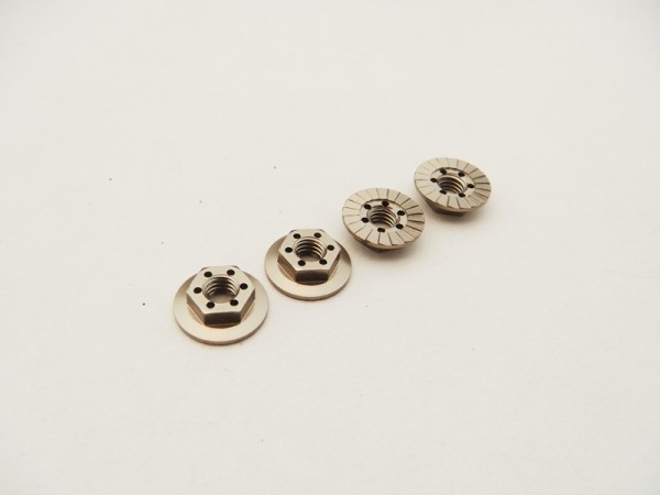 Hiro Seiko 48668 - 4mm Alloy Serrated Wheel Nut - THIN - TITANIUM (4 pieces)