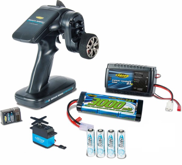 Carson 500091 - EP Starter Pack (Transmitter + Receiver + Servo + Battery + Charger + Transmitter batteries)