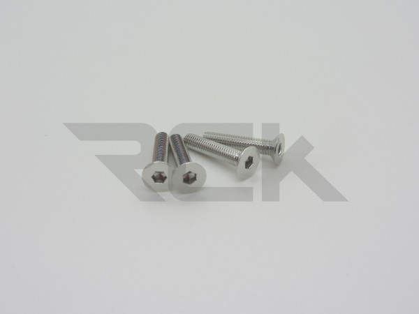 Hiro Seiko 48793 - Alloy Hex Socket Screw - Flat Head - M3x14mm - SILVER (4 pcs)