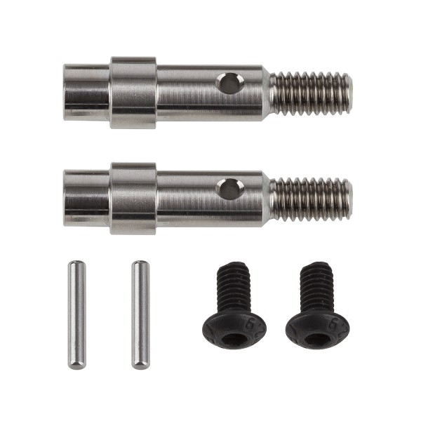 Team Associated 71181 - B6.4 - Factory Team Hex Adapter Front Axles - Titanium (1 pair)