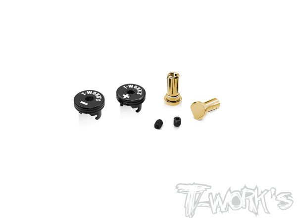 T-Work's EA-040-5-BB - 5mm Goldstecker - mit Alu Griffstücken - schwarz + schwarz (2 Stück)