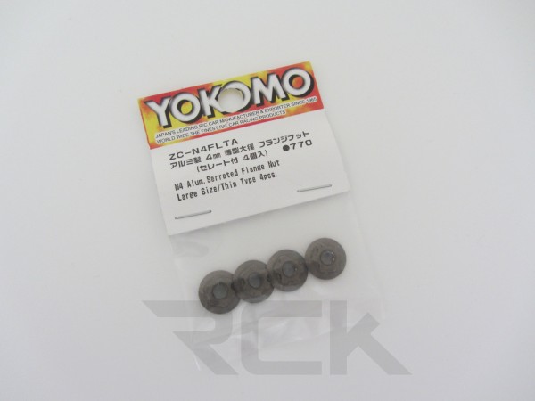 Yokomo ZC-N4FLT - YZ-2 / YZ-4 - Alu Wheel Nuts M4 - serrated flanged - flat (4 pcs)
