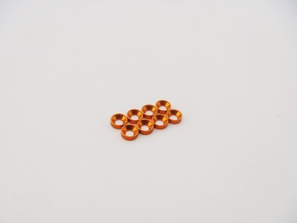 Hiro Seiko 48873 - Senkkopf Unterlegscheibe - Aluminium - M2 - Orange (8 Stück)