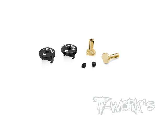 T-Work's EA-040-4-BB - 4mm Goldstecker - mit Alu Griffstücken - schwarz + schwarz (2 Stück)