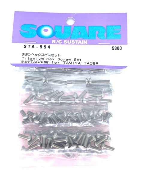 Square STA-554 - Tamiya TA-08R - Titanium Screw Set (104 Screws)