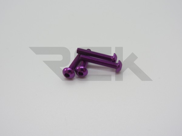 Hiro Seiko 48708 - Alloy Hex Socket Screw - Button Head - M3x14mm - PURPLE (4 pcs)
