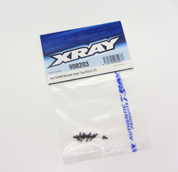 XRAY 908203 - Zylinderkopfschraube - Innensechskant - M2x3mm (10 Stück)