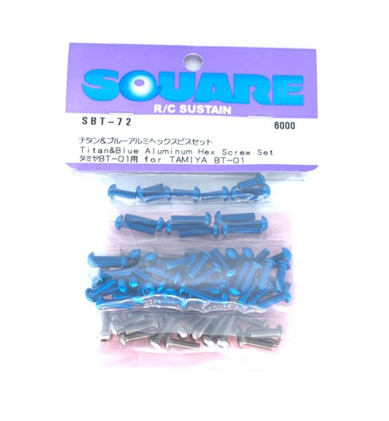 Square SBT-72 - Tamiya BT-01 - Titan und Alu Schrauben Satz - Blau (87 Schrauben)