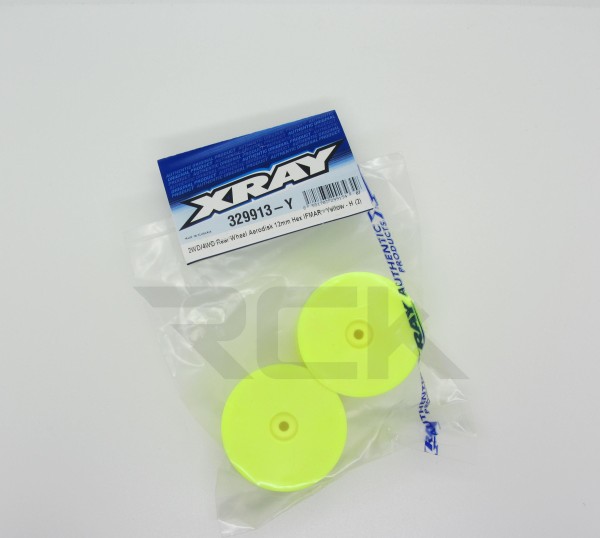 XRAY 329913-Y - XB2 / XB4 - Heck Felgen - 12mm Sechskant - IFMAR - HART - GELB (2 Stück)