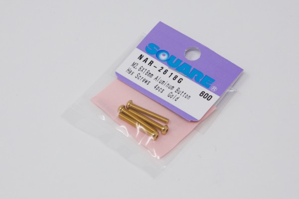 Square NAR-2618G - Alu Screws - Button Head - M2.5x18mm - GOLD (4 pcs)