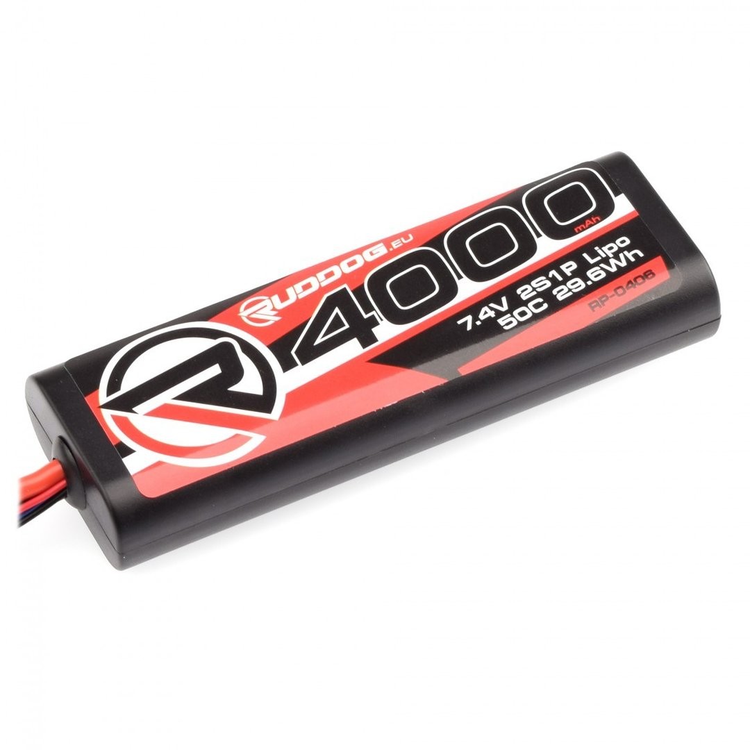Ruddog Products 0406 - 50C LiPo Battery - 4000mAh - 7.4V - Sub-C Stick 2S