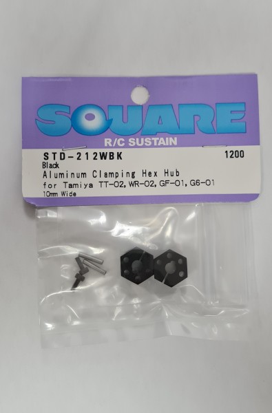 Square STD-212WBK - Tamiya TT-02 - Alu 12mm Wheel Hub - 10mm - BLACK (2 pieces)