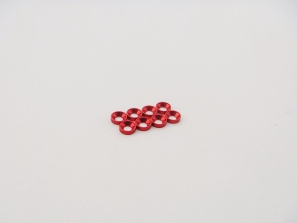Hiro Seiko 48871 - Countersunk Washer - Aluminum - M2 - Red (8 pcs)