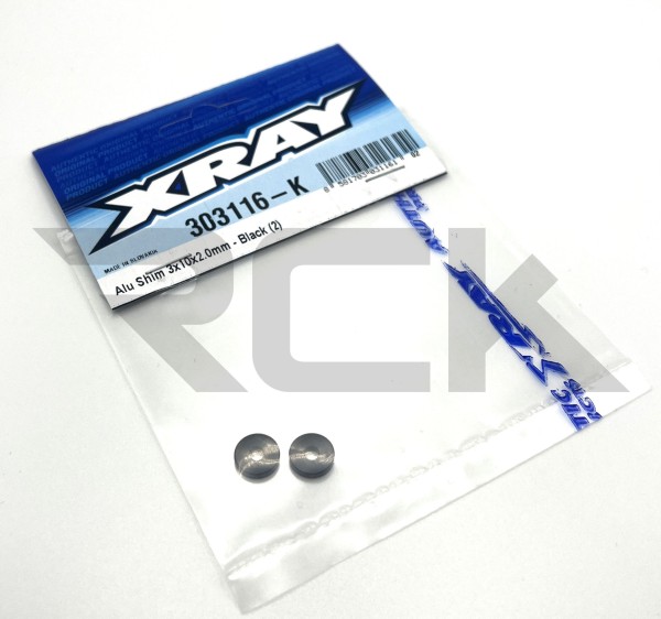 XRAY 303116-K - X4F - Alu Shim 3x10x2.0mm - Schwarz (2 Stück)