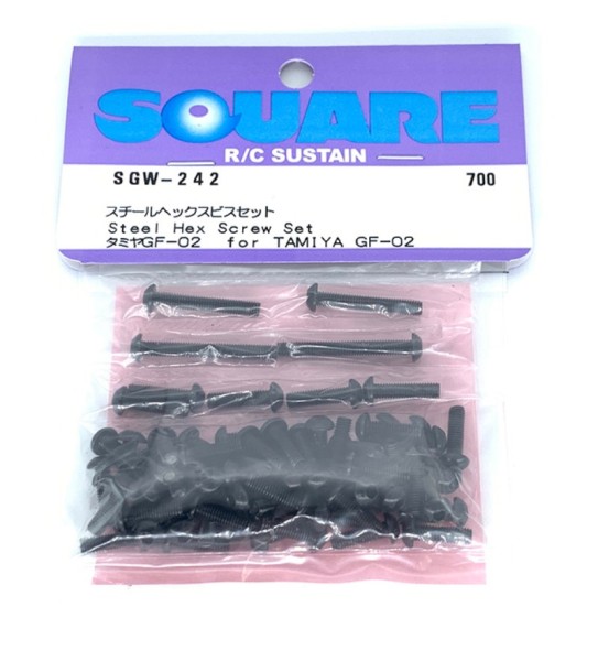 Square SGW-242 - Tamiya GF-02 - Schraubensatz - Stahl (68 Schrauben)